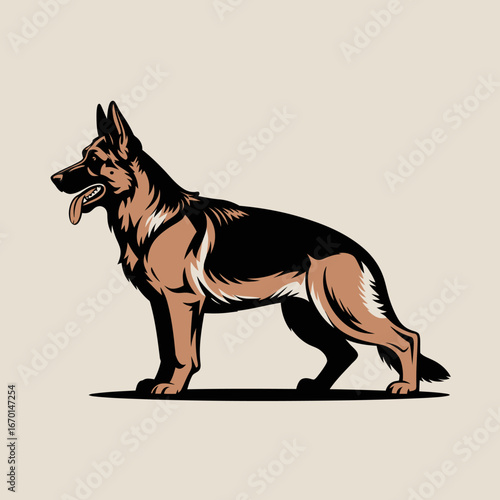 Majestic german shepherd dog standing proudly in profile