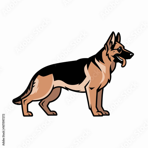Alert german shepherd dog standing proudly