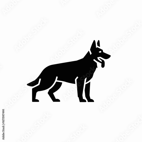 Silhouette of a german shepherd dog standing alert