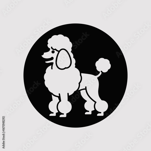 Poodle Dog Icon in Black Circle Design