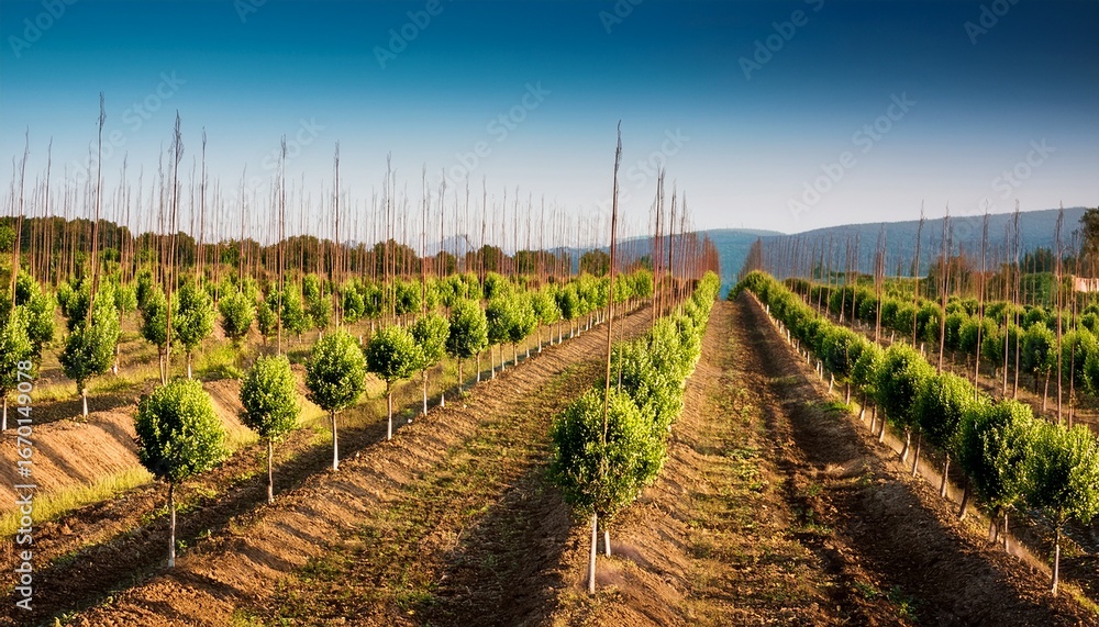 Fototapeta premium rows of trees in the field