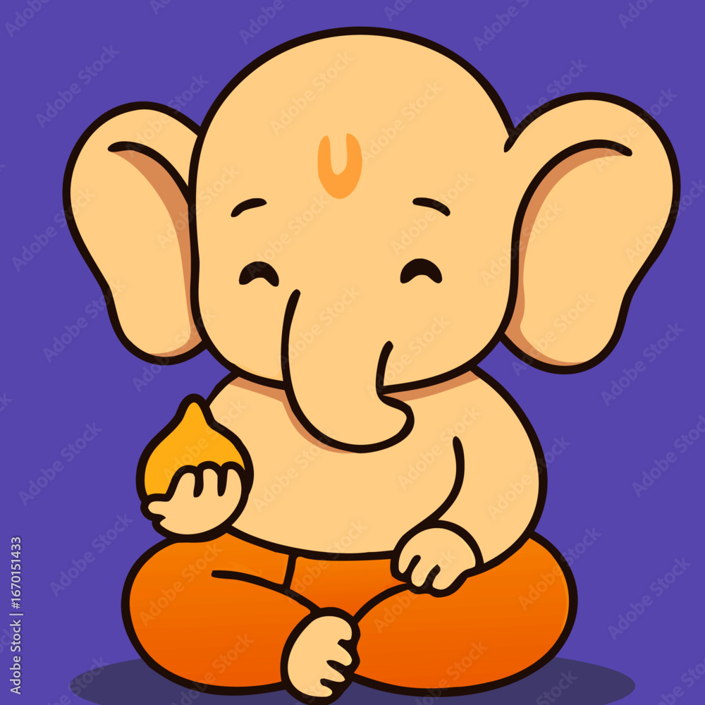 Fototapeta premium Cute Baby Ganesha with Modak