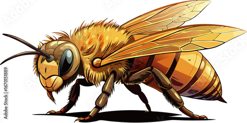 The image of a bee producing nectar into honey which is extraordinary and beneficial for humans, an amazing natural architect when making its nest.
