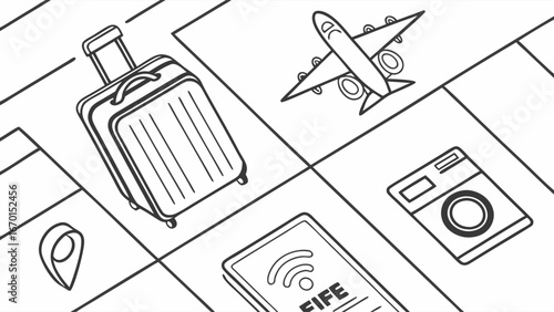 Travel Essentials Icons.