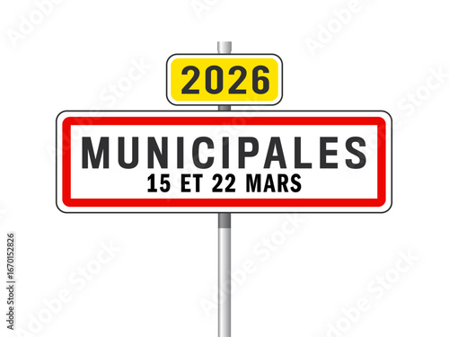 Panneau élections municipales 2026 avec dates