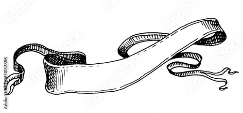Set of scroll ribbon banner in Barocco style. Hand drawn engraving for your text in vintage traditional technique. For wedding, events, birthday and greetings.