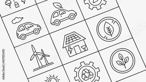 Collection of Eco-Friendly and Sustainable Icons Green Energy Renewable Resources and Environmental Conservation Symbols for Websites Presentations and Infographics.