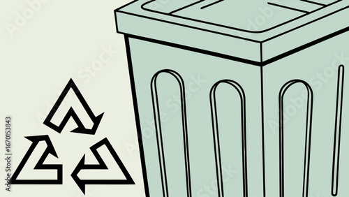 Recycle bin with arrows.