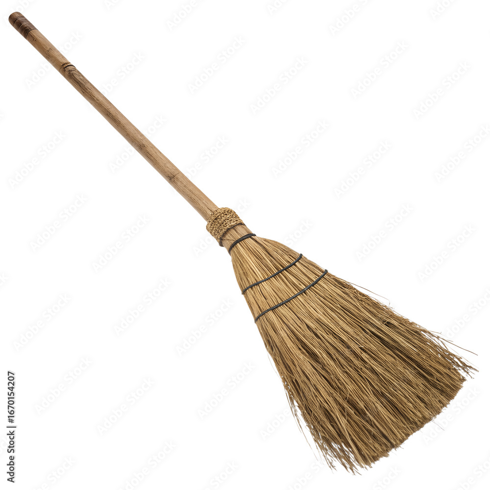 custom made wallpaper toronto digitalA rustic, handmade broom with a natural wood handle and straw bristles, isolated on a transparent background