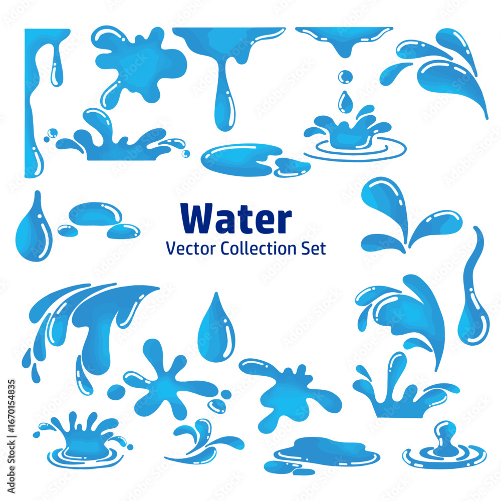 Naklejka premium ear water vector, cartoon puddle, cry drop, blue rain stream isolated on white background.