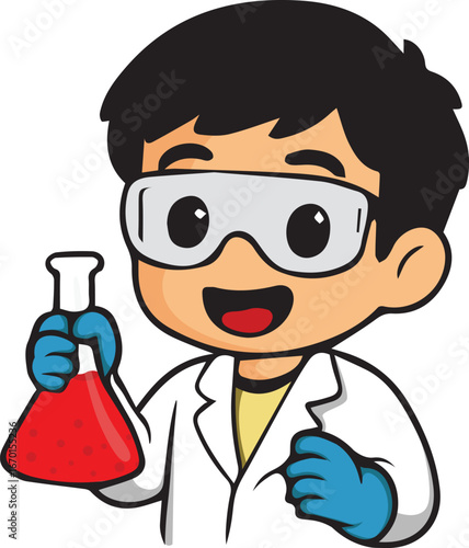 scientist kid erlenmeyer red