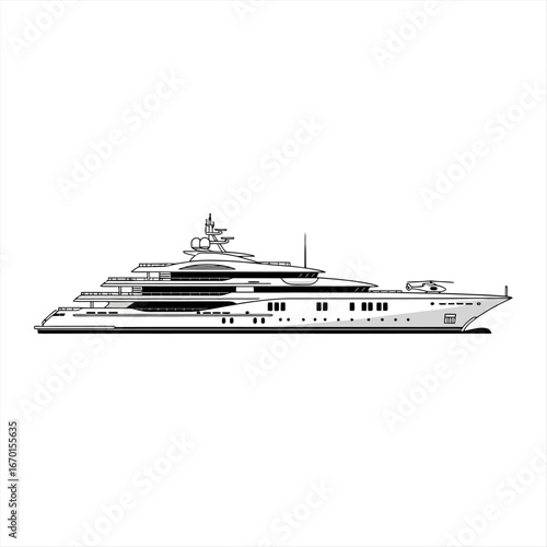 luxury yacht cruising sleek motor yacht sailing on the open sea showcasing opulent design and maritime excellence perfect for travel blogs and high-end lifestyle