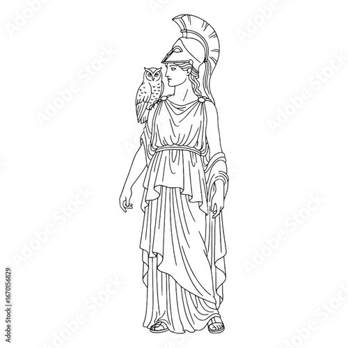 Strategic Divine Athena Line Art – Athena Vector Outline Drawing with Goddess of War & Wisdom – Athena Drawing – Vector of Athena – Athena Outline – Greek Goddess Lineart – Greek Goddess Outline