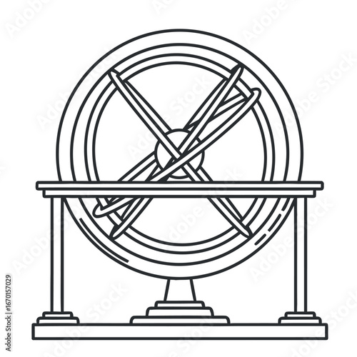 armillary sphere vintage astronomical tool on a stand symbolizing ancient science and historical exploration ideal for illustrating educational articles historical fiction and scientific discovery