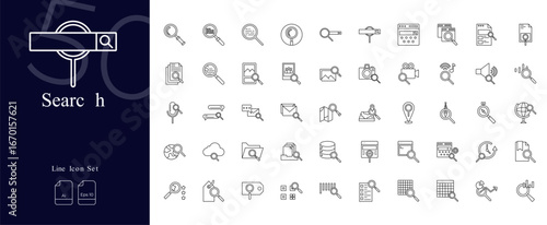 Search Line Editable Icons set. Vector illustration in modern thin line style of search icons: search, searching, magnifying, etc