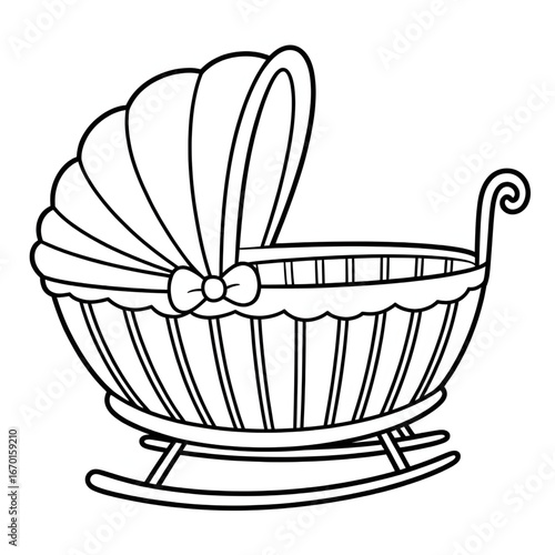A black and white cradle illustration line art of a coloring page