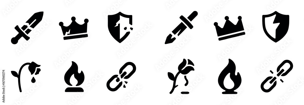 Fototapeta premium Defeated Icons Grid
