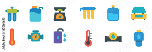 Colorful Café Equipment Icons