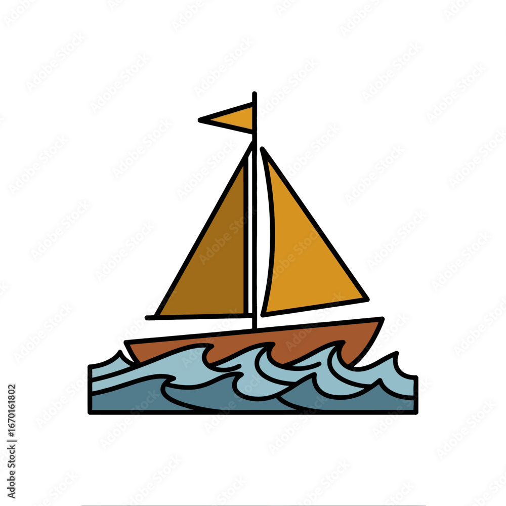 Obraz premium sailboat sailing on ocean waves a nautical vessel cruising the sea illustrating marine adventure and travel promotion on a sunny day