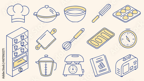 Illustrated Baking and Cooking Tools and Equipment.