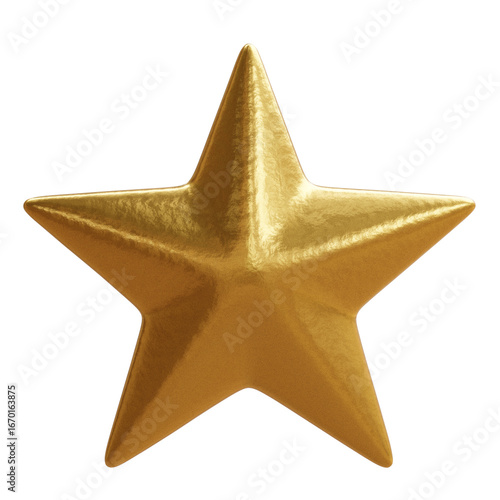 Golden star isolated on white transparent. Christmas tree decoration 