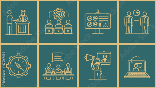 Business Meeting Icons Set.