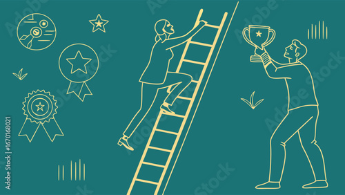 Reaching Success Together Teamwork and Achievement.