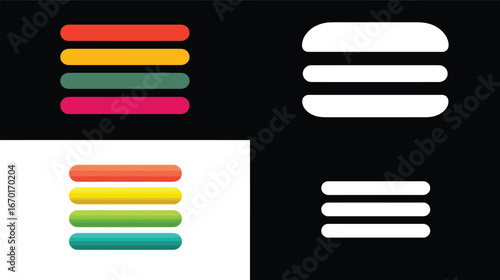 Colorful horizontal bars, menu icon VECTOR