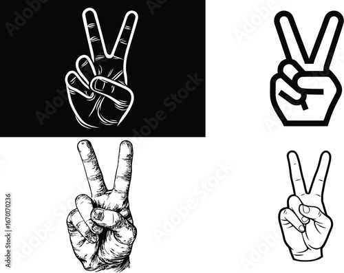 Hand Showing Peace Sign, Gesture, Symbol VECTOR