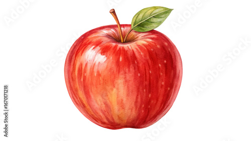 red apple isolated watercolor illustration isolated on transparent background isolated on white background