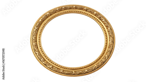gold vintage circle frame isolated on transparent background. isolated on white background