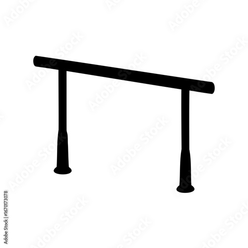 Black silhouette of parallel bars exercise equipment isolated on white background