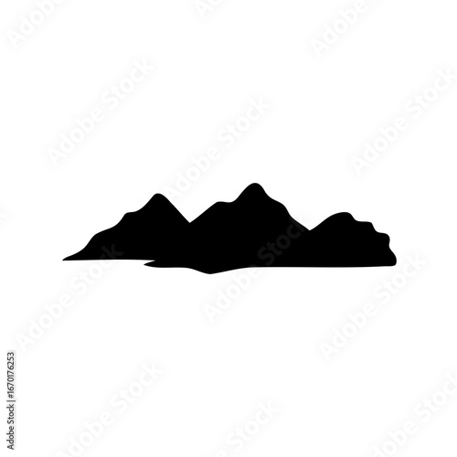 Silhouette of a mountain range on a white background for illustration