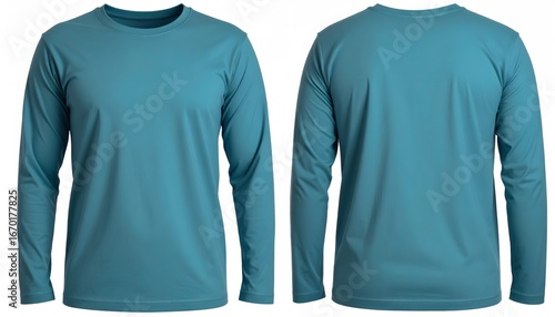 Long Sleeve Sport Shirt with Smooth Fabric and Comfortable Fit in Bright Teal Color for Casual Wear and Active Lifestyle