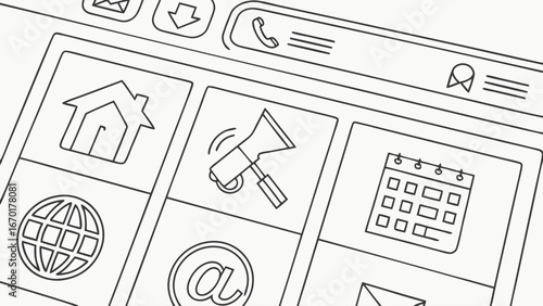 Minimalistic user interface icons outlined design.