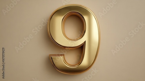 A 4K photo of gold number nine stands tall symbolizing success excellence simple yet elegant.