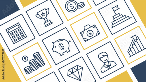 Financial Icons and Symbols for Business and Investments.