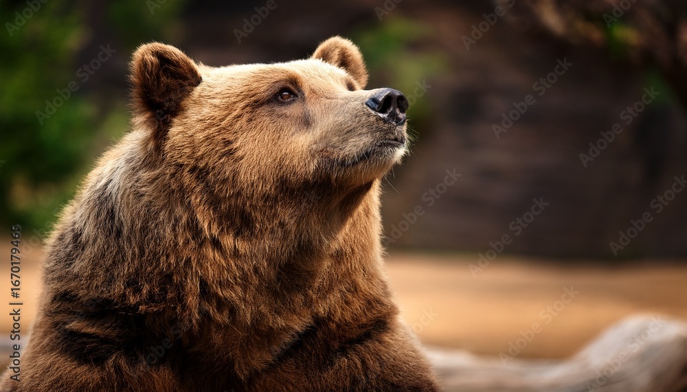 Fototapeta premium brown bear sitting looking up with a calm expression