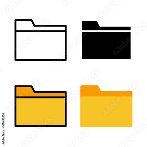 Folder icon . in stroke, black and colored vectors collection isolated on white background.