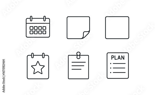 simple outline stroke icon isolated on white background: desk calendar flip page day holiday event note plan sheet