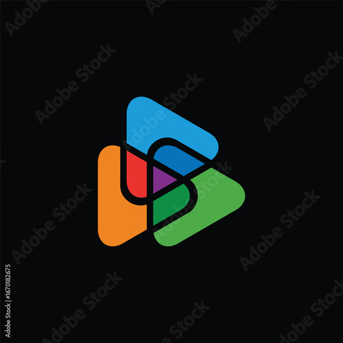 Triple Play Symbol Integrated Logo Design Vector Template