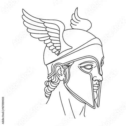 Swift Hermes Line Art – Messenger God Drawing with Winged Sandals – Hermes Drawing – Vector of Hermes – Hermes Outline – Greek God Lineart