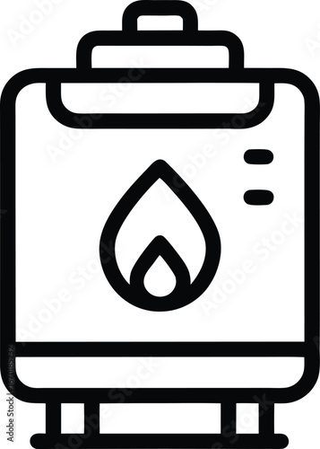 


Gas water heater icon
 Minimalist black line icon of a water heater with flame symbol.
