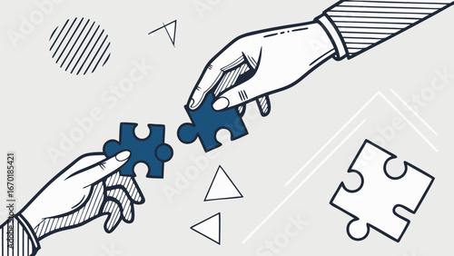Connecting Puzzle Pieces Collaboration and Teamwork Concept.