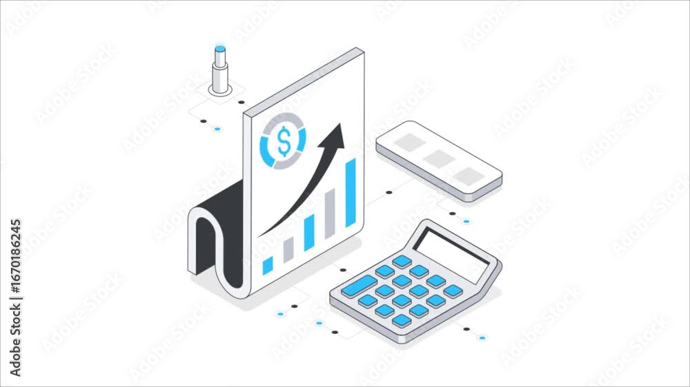 Growth Calculation Isometric Animation. Growth Calculation Isometric Animation.