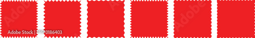 Set of with zigzag frames edge red color silhouette scalloped scallop edge shape rectangle shape with zigzag edge frame square shape various with scallop edge rectangle shape