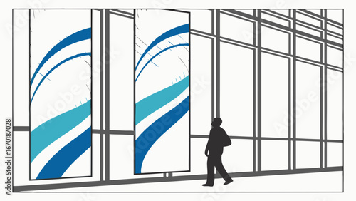 Billboard Advertising in a Modern Building.