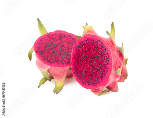 red dragon fruit isolated on white background.
