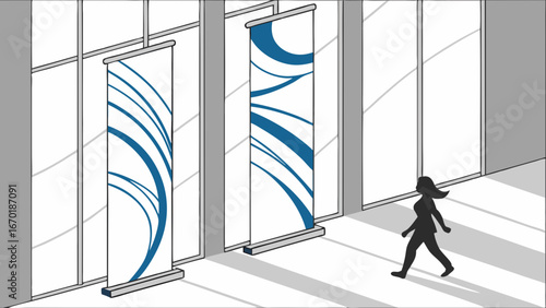 Banner Displays in an Interior Space.