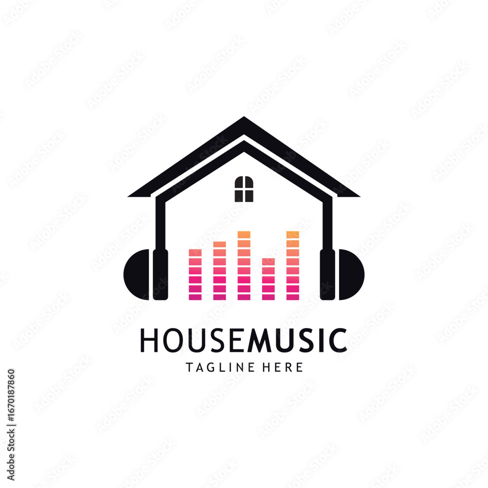 Fototapeta premium Minimalist Music House Logo Design with a Modern Concept